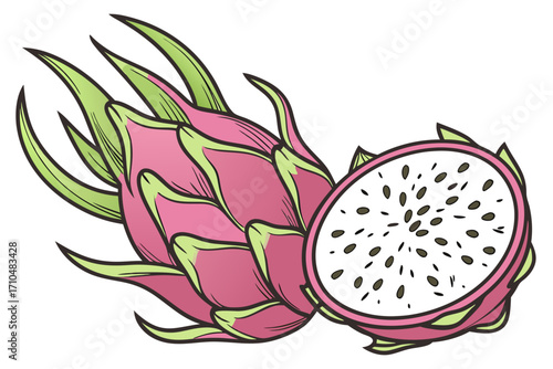 dragon fruit isolated on white background