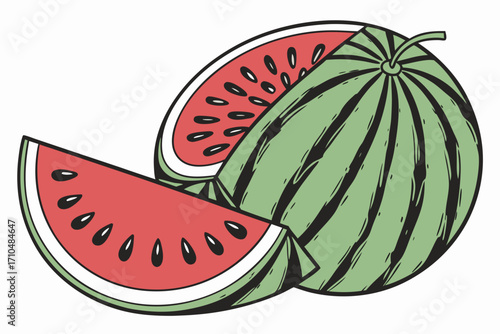 watermelon and slice