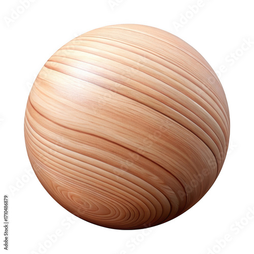 Fototapeta Naklejka Na Ścianę i Meble -  3d wooden sphere with natural grain isolated on transparent background