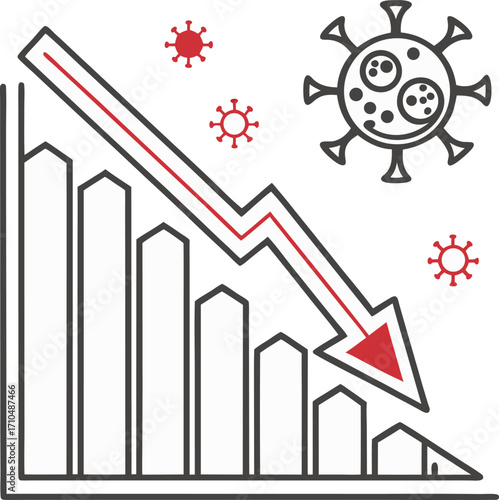 Declining stock market chart outline icon.