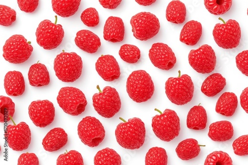 Wallpaper Mural Frische, reife Himbeeren auf weißem Hintergrund, perfekt für Obstliebhaber und gesundheitsbewusste Ernährung Torontodigital.ca