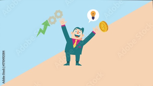 Creative vector illustration animation of a CEO figure, ideal for business presentations, education, or design content.