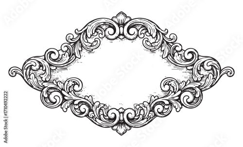 Baroque Ornate Frame and Border Hand-Drawn