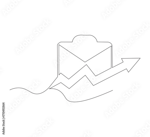 Continuous one line drawing of Business Infographic, With white background business bag style