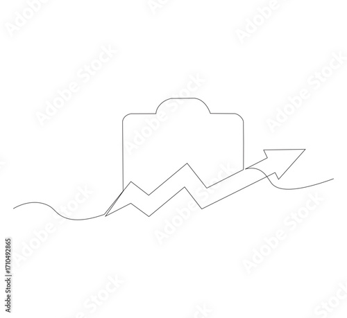 Continuous one line drawing of Business Infographic, With white background business bag style