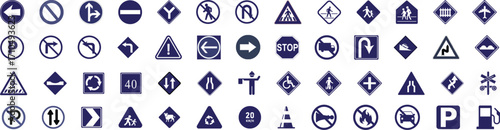 Ultimate Vector Set Of Traffic Signs And Regulations | Set of Road, Regulatory, and Warning Symbols for Driving and Navigation Graphics

