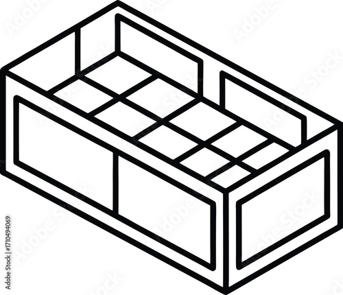 drawer organizer outline icon with divided compart.