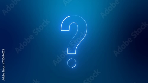 Neon Blue Question Mark Animation Effect
