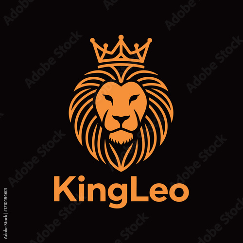 A bold and striking logo design featuring a majestic lion's head wearing a crown, symbolizing power, strength, royalty, and leadership.