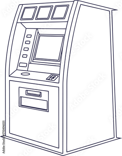 Empty ATM machine outline icon.