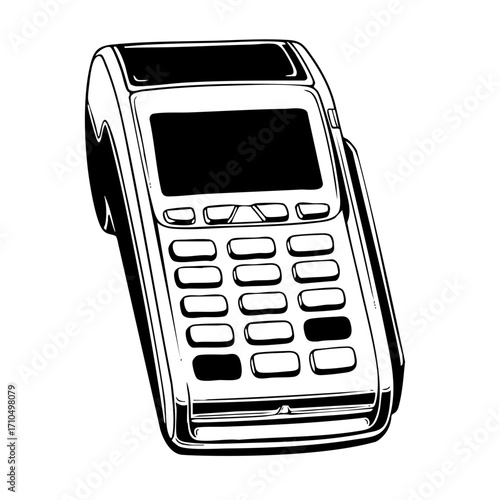Black and white line art illustration of a card reader.