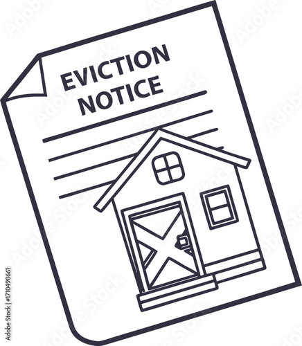 Eviction notice paper outline icon.