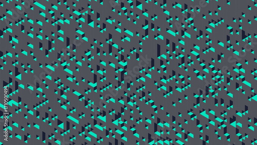 Geometric voxel irregular structure from cubes aligned in axonometric grid that creates impression of perforated wall. Futuristic chaotic voxel cubes. Voxel art for futuristic visual digital artwork