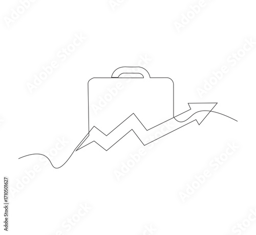 Continuous one line drawing of Business Infographic, With white background business bag style