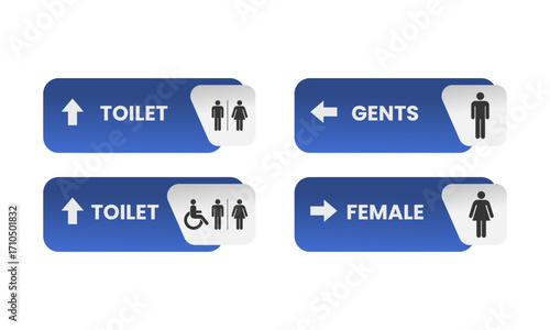Set of toilet signage illustration. Restroom symbol sign for building. Public toilet sign illustration.