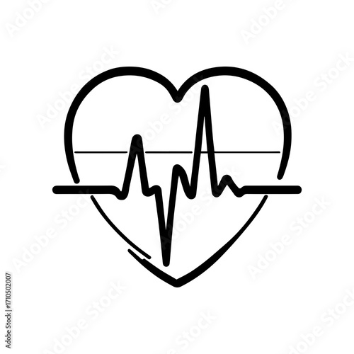 Stylized heart graphic with electrocardiogram waveform overlay symbolizing cardiac health and medical care