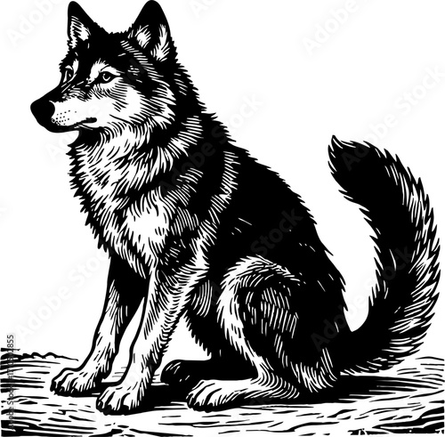 Easter Dog Vector Ink Drawing