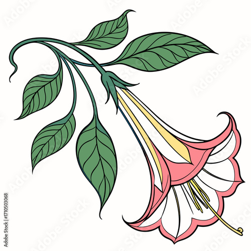 branch with datura moon flower
