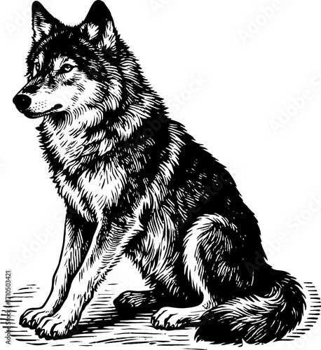 Easter Dog Vector Ink Drawing