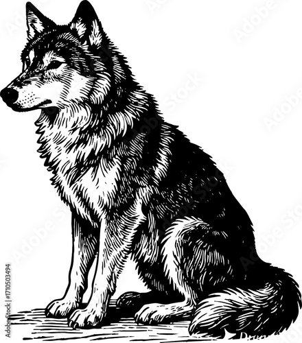 Easter Dog Vector Ink Drawing