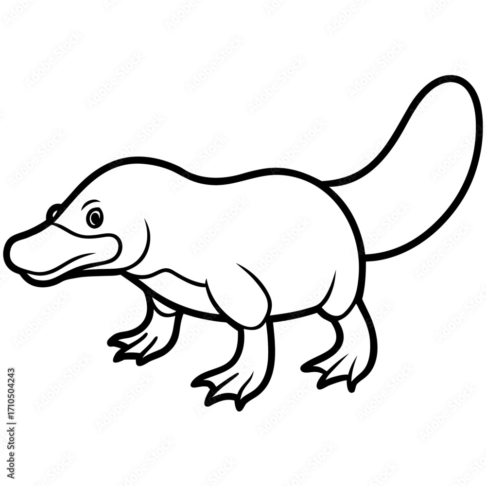 Fototapeta premium Platypus line art vector