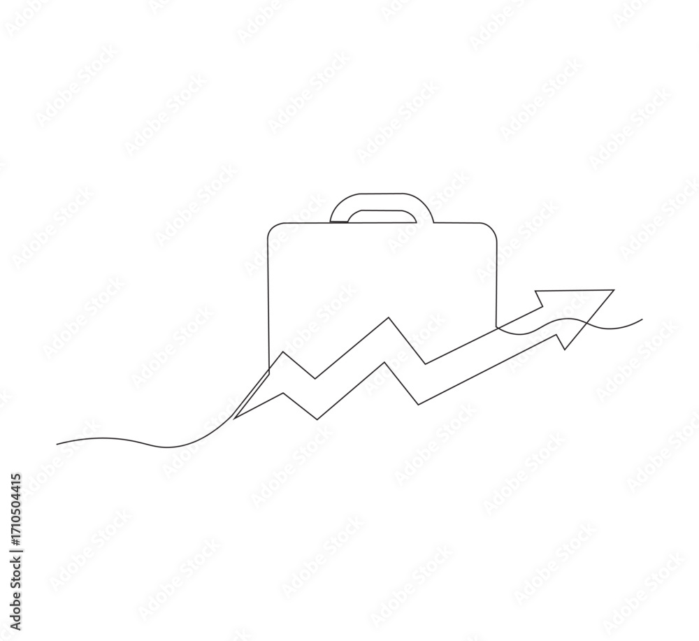 Obraz premium Continuous one line drawing of Business Infographic, With white background business bag style
