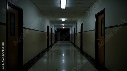 Empty hallway at night