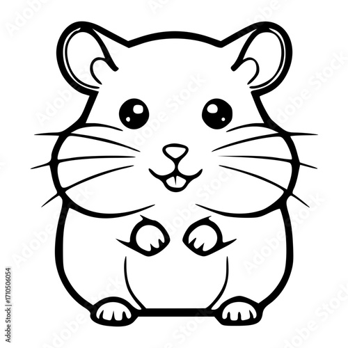 hamster outline simple cute animal drawing pet