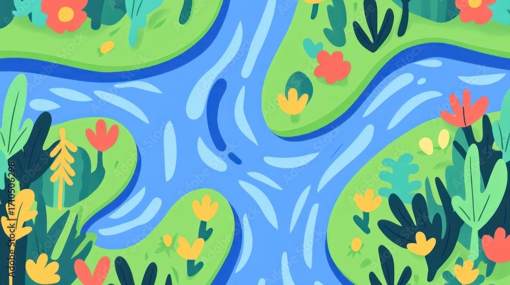 Naklejka premium River winding through lush landscape