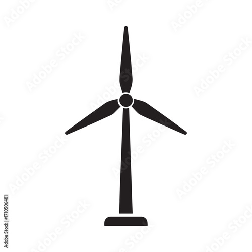 Modern wind turbine silhouette power generation clean energy future sustainable technology renewable resource turbine blades tower base simple iconic