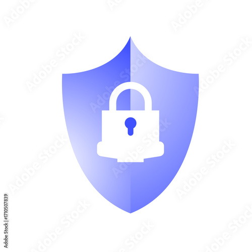 Shield icon with a padlock representing data protection and security for digital platforms and online services