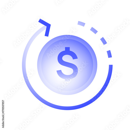 Dollar sign symbol with arrow indicating return on investment, financial concept