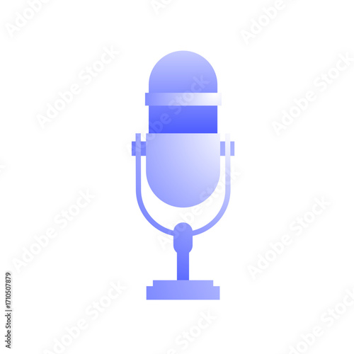 Modern blue gradient microphone icon, suitable for podcasting, broadcasting, recording, and audio production