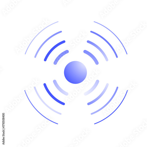 Abstract illustration of a wireless signal, data transmission, or connectivity concept with blue gradient