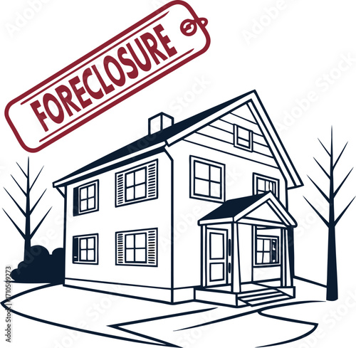 House with foreclosure stamp outline icon.