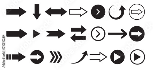 Arrow icons set. Mega set of vector arrows. scroll illustration sign collection.  Simple arrow big set.  