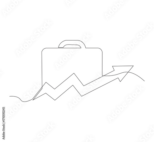 Continuous one line drawing of Business Infographic, With white background business bag style