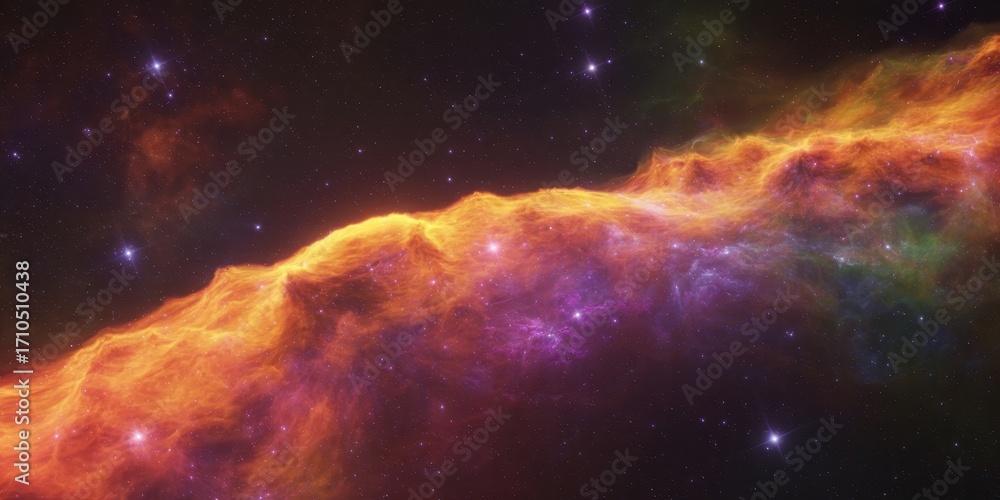 Obraz premium A mesmerizing view of a vibrant nebula in outer space, showcasing cosmic clouds of gas and dust illuminated by the light of distant stars