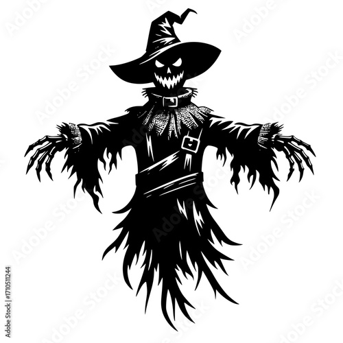 Scarecrow with a spooky Dracula face vector image illustration