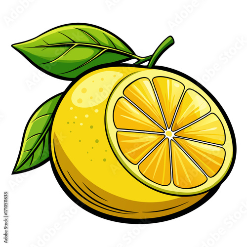 Vector illustration of fresh and juicy citrus fruits, including lemons and oranges, with slices and leaves