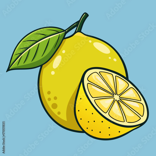 Juicy lemon and lime slices with fresh leaves on a healthy fruit background