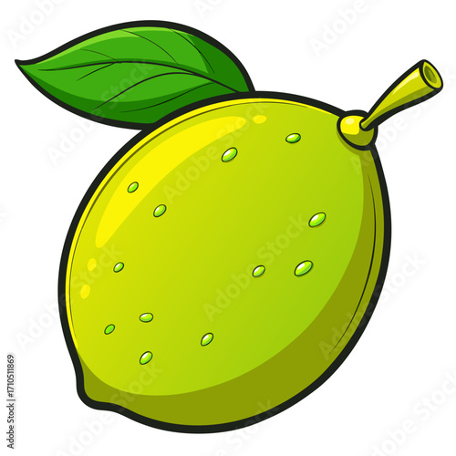 Vector illustration of a fresh green apple with a leaf, a healthy food fruit design