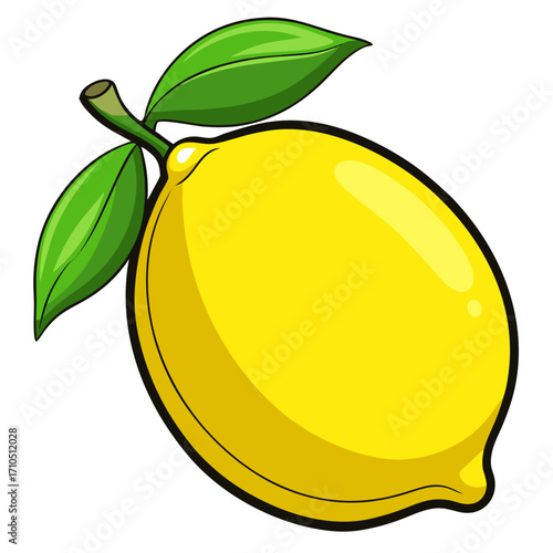 Fresh, juicy yellow lemons with green leaves illustrate a healthy, organic fruit vector design