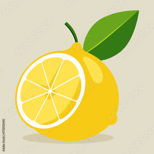 Vector illustration of fresh and juicy citrus fruits, including sliced lemons and oranges
