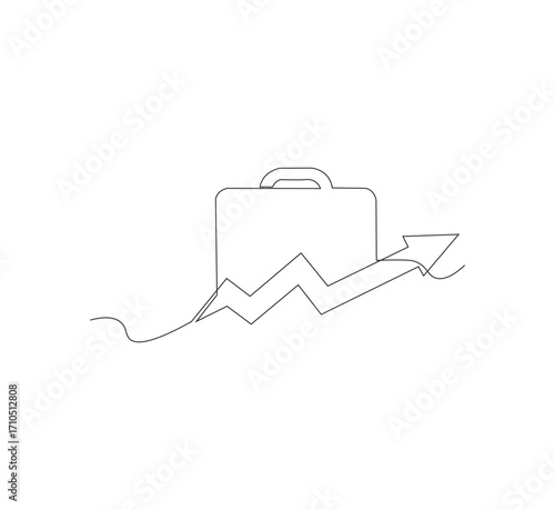 Continuous one line drawing of Business Infographic, With white background business bag style