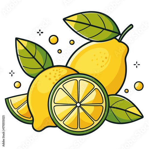 Fresh citrus fruits and juicy beverages with a tropical twist, a vibrant vector illustration