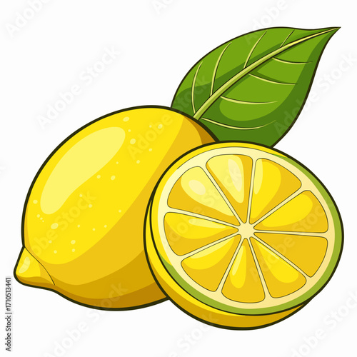 Juicy lemons, limes, and sliced citrus fruits are isolated on a white background