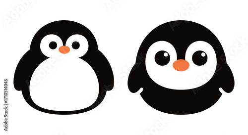 Simple and cute cartoon penguin character, isolated on white background.