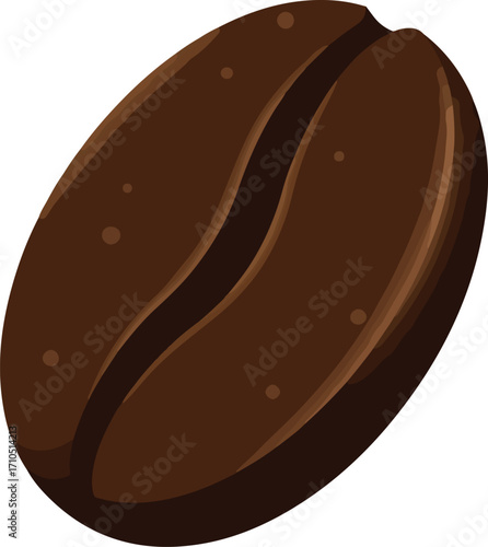 A single, dark brown coffee bean with a distinct central groove, illustrated simply.