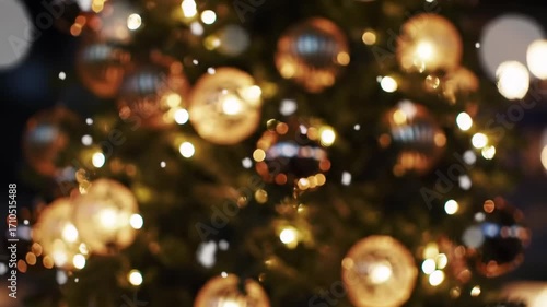 Festive bokeh of Christmas tree lights